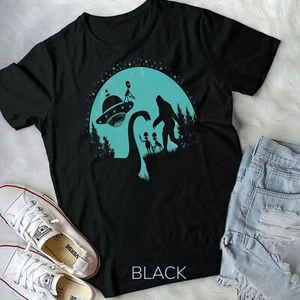 Bigfoot Loch Ness Monster Nessie Sasquatch Ufo Funny Aliens Unisex T-shirt - Picture 1 of 11
