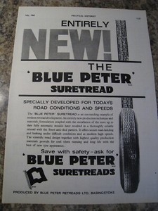 THE BLUE PETER SURETREAD DEVELOPED FOR TODAYS CONDITION 1961 ADVERT A4 FILE 28