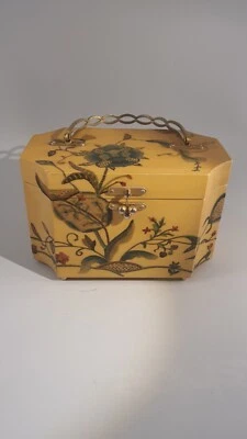 VINTAGE J. White WOOD  DECOUPAGE HAND MADE BAG 1974 - Image 1 of 4