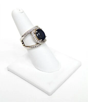 BELLA LUCE Blue Glass Filled Sapphire & White Topaz .925 Sterling Silver Ring - Image 1 of 4