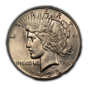 1935 $1 Silver Peace Dollar - Strong Luster - Flashy Coin - SKU-D4621
