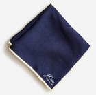 J. Crew Pocket Square Ludlow Italian Wool Navy Blue Off White (with 1 Snag) NEW