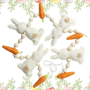 Bunny Carrot Garland, 2025 Handmade Easter Bunny Decorations, Easter Outdoor and - Picture 1 of 12