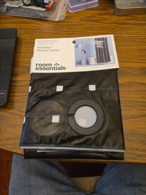  Hookless Shower Curtain Black With White Checkers No Liner Needed - Image 1 of 4