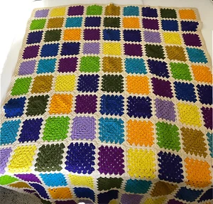 VTG Afghan Granny Squares Roseanne Blanket Handmade 52x78" Multi Color 70s - Picture 1 of 12