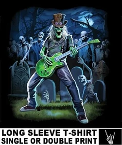 ROCK ROLL SKELETON GUITAR PLAYER BLUES GRAVEYARD WALKING DEAD SKULL T-SHIRT A11 - Picture 1 of 12
