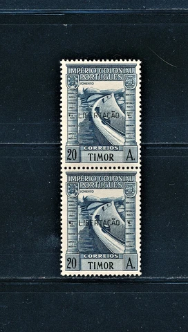 PORTUGAL TIMOR 1947  PAIR WITH LIBERTACAO OVERPRINT SCOTT 245J CATALOG $155 Cover