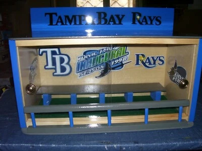 Tampa Bay Rays Bobble Heads Showcase 6 Logos Sliding Doors & Felt Floor - Image 1 of 4