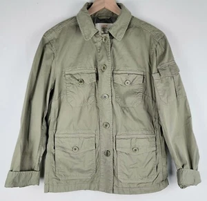 J.Crew Damen kleine grüne klassische Twill Chino Militär Jacke Tasche Knopfleiste - Bild 1 von 7