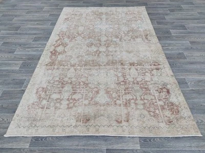 Alfombra de lana 6x9, alfombra roja hecha a mano, alfombras para sala de estar, alfombra floral de dormitorio Foto 1 de 4