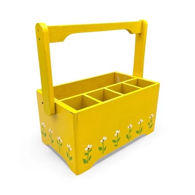 VTG 1980s Floral Planter Organizer by Teleflora 1984 Yellow Daisy Crafter Caddy - Image 1 of 4