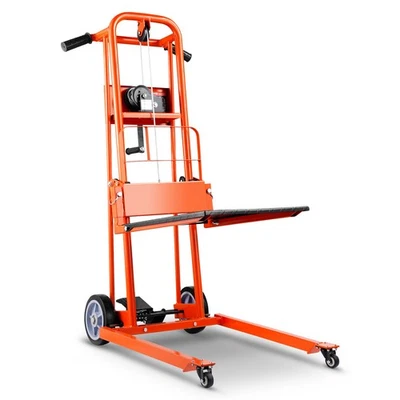 VEVOR Material Lift Winch Stacker 330 lbs Pallet Truck Dolly 42.9 in Max Lift - Image 1 of 4