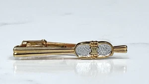 Celine Tie Clip Gold Tone Silver Tone Double C Logo Vintage - Picture 1 of 12