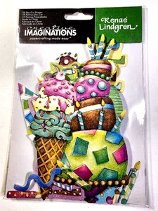 Make A Wish Birthday Party Whimsical Colorful Cake Ice Cream Die Cut Pack 59 pc - Picture 1 of 2
