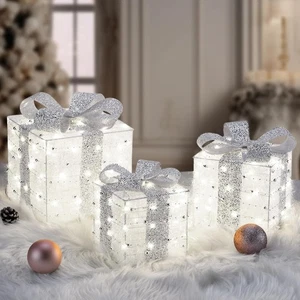 Christmas Lighted Gift Boxes, 140 LEDs Light Up Presents Christmas Decoration, - Picture 1 of 9