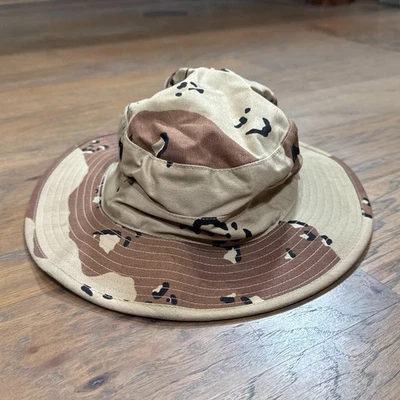 Sombrero militar vintage de Estados Unidos para hombre 7 1/2 desierto camuflaje gorra cubo sol clima cálido ejército Foto 1 de 4