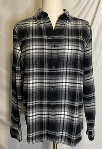 Abercrombie & Finch Flannel Shirt Girls Black Plaid Button Up Youth Casual 13/14 - Picture 1 of 7