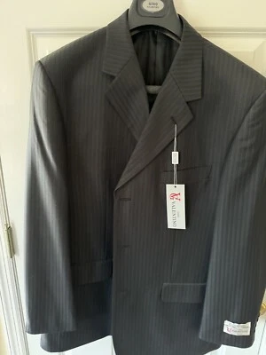 New GINO Valentino Mens 38R Blazer 38W Pants Super 150s Wool Silk Black Suit Set - Image 1 of 4