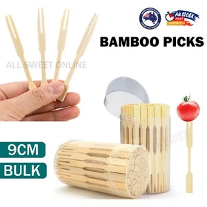 Bamboo Disposable Catering Pick Forks Finger Food Sticks Cocktail Party BULK AU - Picture 1 of 16