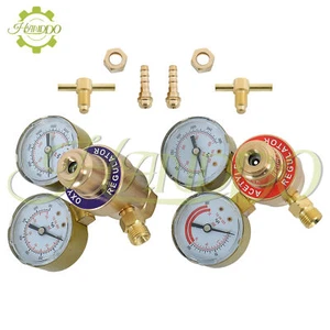 Solid Brass Oxygen and Acetylene Regulators, CGA540 and CGA200 - Picture 1 of 12