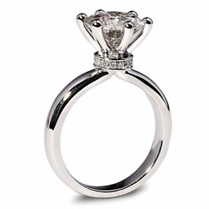 Engagement Ring 3.00CT Round Brilliant Cut 6-Prong Set Diamond 14K White Gold FN