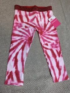 Kleinkind Mädchen Leggings rosa & weiß Krawatte gefärbt mit funkelndem Bund 12M, 18M 4T & 5T - Bild 1 von 1