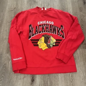 Chicago Blackhawks NHL Mitchell & Ness Crewneck Sweater Size Men’s Large - Picture 1 of 8
