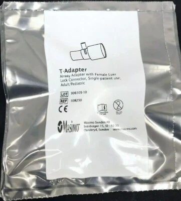 Masimo 108250 CO2 Sidestream Airway T-Adapter with Female Luer Lock - Adult, Ped - Image 1 of 2