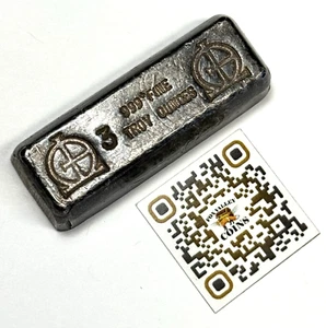 Barra vertida de plata fina Omega M&B Mining de colección de 3 oz .999 - RARO LOGOTIPO DOBLE - Imagen 1 de 3