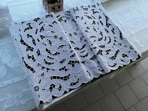 Reichhaltiges Blatt aus reinem Leinen mit Stickerei Schnitzerei Stickerei Handarbeit  - Bild 1 von 12