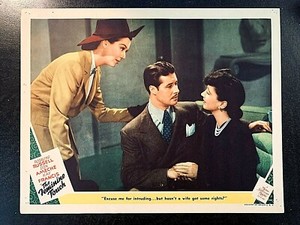 THE FEMININE TOUCH ORIGINAL LOBBY CARD 1941, ROSALIND RUSSEL, KAY FRANCIS