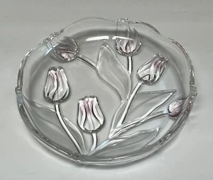 Vintage Mikasa Tivoli Pink Tulip Set of 4 Glass 7" Bowls/Salad Plates - Picture 1 of 3