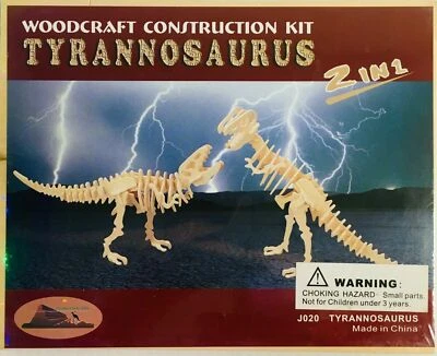 3D Wooden Puzzle Tyrannosaurus Woodcraft Construction Kit Dinosaur 2 in 1 - Image 1 of 2