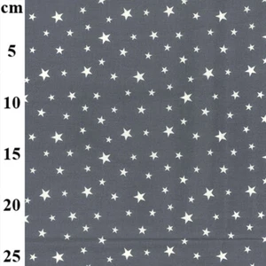 100% Cotton Poplin Fabric - Grey & White Multi Star Print - Craft Material Metre - Picture 1 of 5