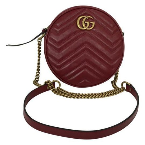 Gucci borsa donna GG Marmont mini tracolla rotonda rossa