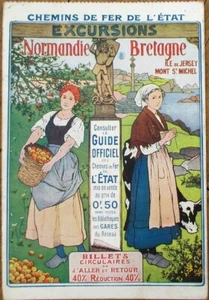 Normandie/Bretagne/Jersey 1912 französisches Plakat Kunst Eisenbahn Werbung Postkarte - Bild 1 von 1