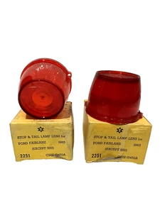 VTG nos 1963 Ford Fairlane (Except 500) Stop And Tail Lamp Lens C3OZ-13450A - Picture 1 of 8