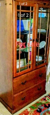 Oak Antique Bookcase, Display Cabinet, China Cabinet With Glass - Image 1 of 2