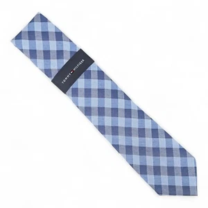 Cravatta cravatta uomo Tommy Hilfiger Troy a quadri classica 3" misto seta blu $69,5 - Foto 1 di 5