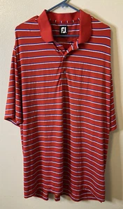 Footjoy Polo Shirt Men's XXL Red/Blue Stripe Golf "The Creek" Logo Outdoor Adult - Picture 1 of 10