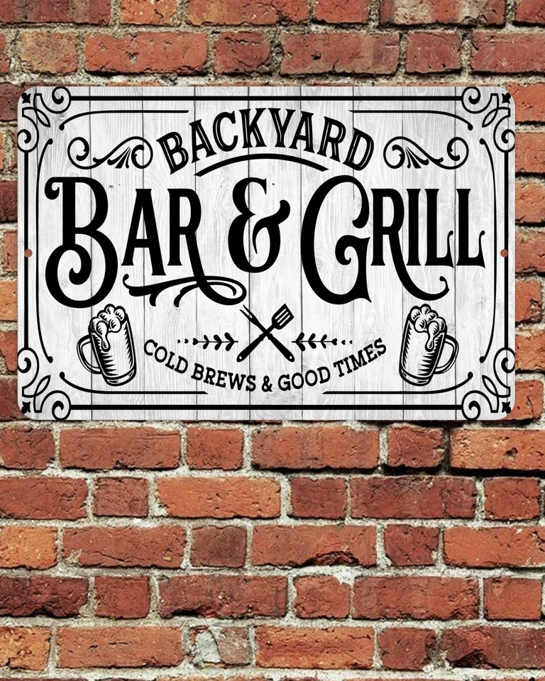 Letrero de parrilla de bar de patio trasero metal aluminio 8”x12” buenas cervezas buenos tiempos porche patio Foto 1 de 1