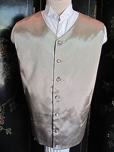 GIANNI VIRONI Formal Beige Satin Vest With Covered Buttons SzXXXL (50W)