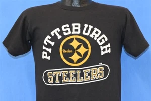 vintage 70s PITTSBURGH STEELERS NFL CHAMPION BLUE BAR t-shirt FOOTBALL SMALL S - Picture 1 of 4