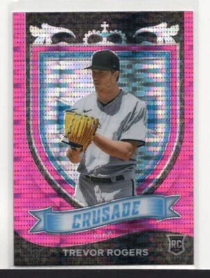 TREVOR ROGERS: MLB 2021 PANINI CHRONICLES PRIZM / CRUSADE RC PINK PULSAR No # 9 - Image 1 of 2
