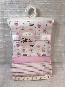Girls Ballerina Teddy Bear Baby Receiving Blankets Solid Floral 5 Pack Rene Rofe - Picture 1 of 10