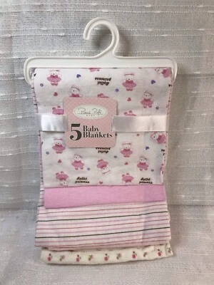Bailarina para niñas oso de peluche bebé mantas de recepción florales lisas paquete de 5 Rene Rofe Foto 1 de 4