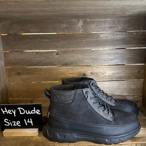 Nuevo sin caja Hombres Hey Dude Duke Eco Shield Negro Cuero Botines Talla 14 M - Imagen 1 de 6