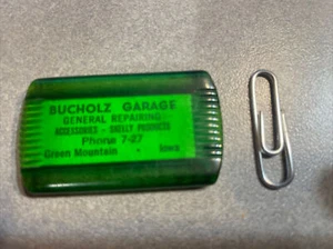 Skelly Advertising Keychain Bucholz Garage Green Mountain IA Ph7-27 OLD Antique - Picture 1 of 12