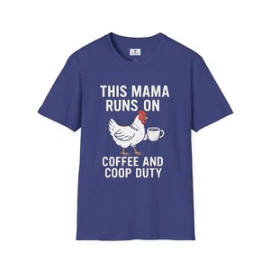 Farmhouse Style Women's T-Shirt Home This Mama Runs on Coffee Chicken Lover Gift - Picture 1 of 17