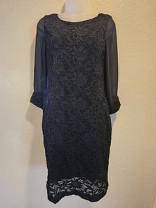 Abito da cocktail donna RNStudio nero pizzo manica lunga trasparente taglia 8 formale - Foto 1 di 6